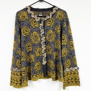Covelo Silk Blend Floral Ruffle Cardigan